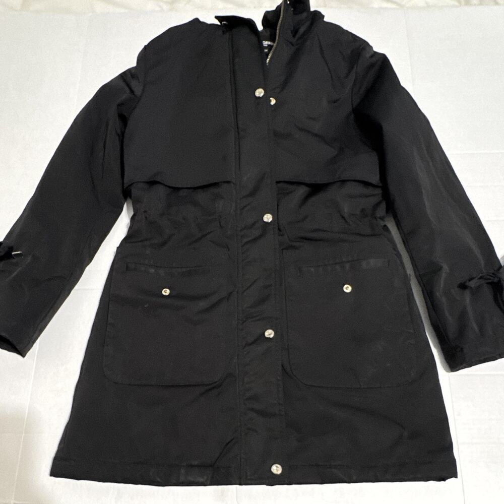Karl Lagerfeld Paris Black Hooded Quilted Coat